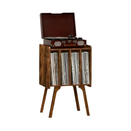 TBQA Mid-Century Vinyl Record Player Stand