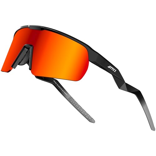 Image of ATTCL Sports Sunglasses for Women Running: UV400 Protection Wrap Around Lightweight Sun Glasses for Cycling Baseball Outdoor Black Red