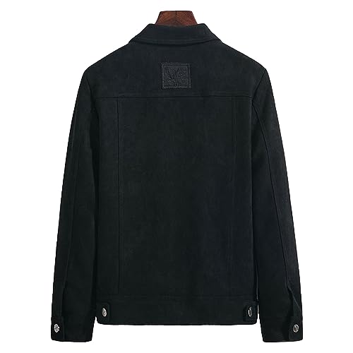 Men's Faux Suede Leather Jacket Casual Comfortable Suede Jacket Male Button Lapel Soft Lightweight Suede Jacket2