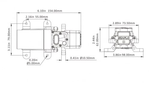 Seaflo Druckwasserpumpe 21-Serie, 12V / 1,2 GPM / 4,3 LPM / 35PSI Wasserpumpe