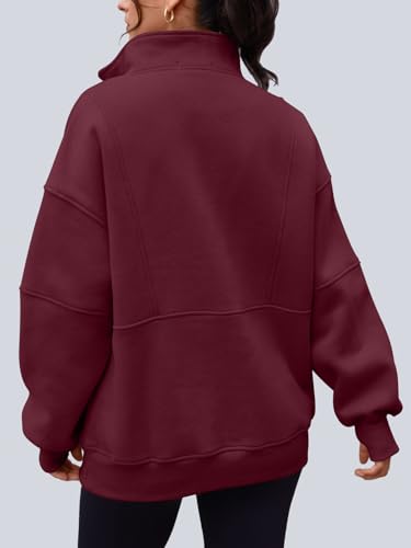 Image of AUTOMET Women's Quarter Zip Oversized Sweatshirt Fleece Mock Neck Pullover