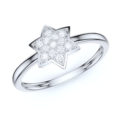 Prstani Real 10K White Gold Five-Pointed Star Top Full Of Simulated Diamonds Engagement Ring Promise Ring (5) #TOP27