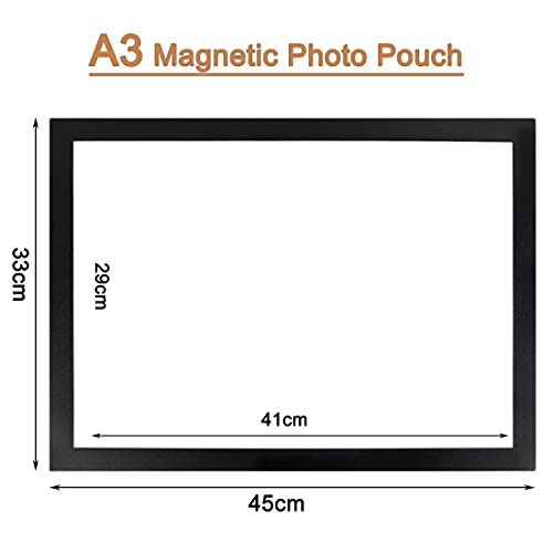 OSIMIG 5 kusů magnetických rámečků A3, A3 informační rámečky samolepicí, s magnetickou přezkou, rychlá výměna závěsných držáků dokumentů