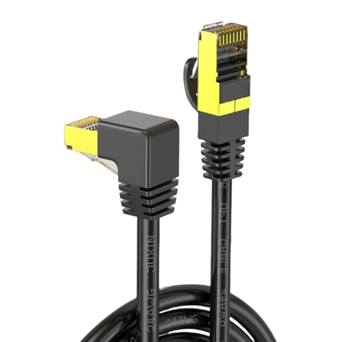 Cat8 Ethernet Cable 10-Gigabit 90 Degree Bend/Straight Head 4-Layer Shielded