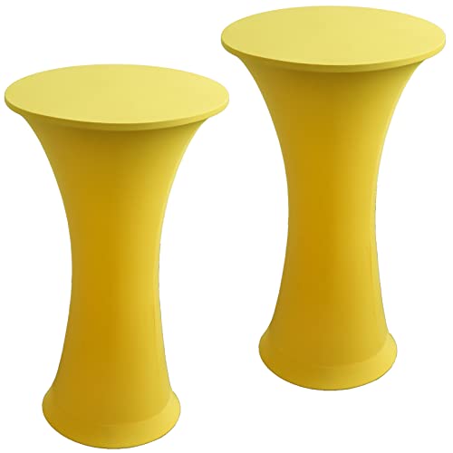 Image of Cocktail Table Covers - 2 Pack 24 inchx43 inch Fitted Highboy Table Cloth - Yellow