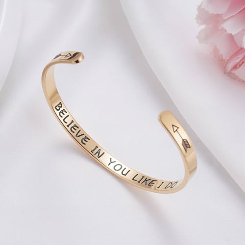 Kvekstio Movitational Quotes Believe in You Like I Do Cuff Bracelet Gifts for Teenage Girls Women Best Friend Sister Daughter2