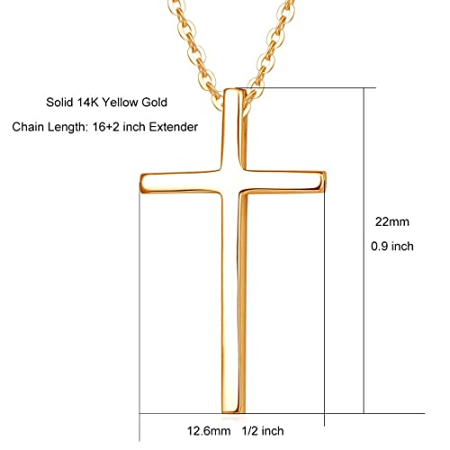 Carleen 14K Solid Real Yellow Gold Small Little Faith Cross Crucifix Pendant Necklaces Jewelry Valentines Day Gift Idea for Women, 18" Chain - Image 5