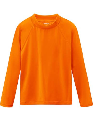 Smarash Boys Swim Shirts UPF 50+ Rash Guard Long Sleeve Quick Dry UV Protection Kids Surfing Shirt Pool Bathing Shirt for Teen 14-16 Years Vivid Orange