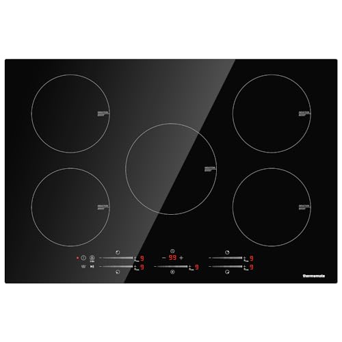 Electric Cooktop, thermomate 12 Inch Built-in Induction Stove Top, 240V Electric Smoothtop with 2 Boost Burner, 9 Heating Level, Timer & Kid Safety Lock, Sensor Touch Control, Black