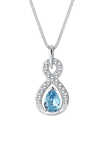Preisvergleich Produktbild Elli Damen-Kette mit Anhänger Infinity Unendlichkeit 925 Silber Swarovski Kristall Brillantschliff blau 45 cm 0111751715-45