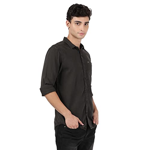 Image of Wrangler Men Charcoal OD Solid Regular FiT-Shirt