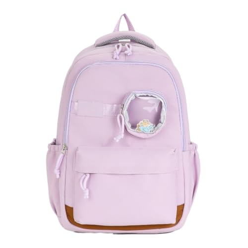 Mochila Feminina Escolar Grande Capacidade Impermeável Estilo Casual Coreano para Escola, Faculdade e Passeios(LILAS LT143)
