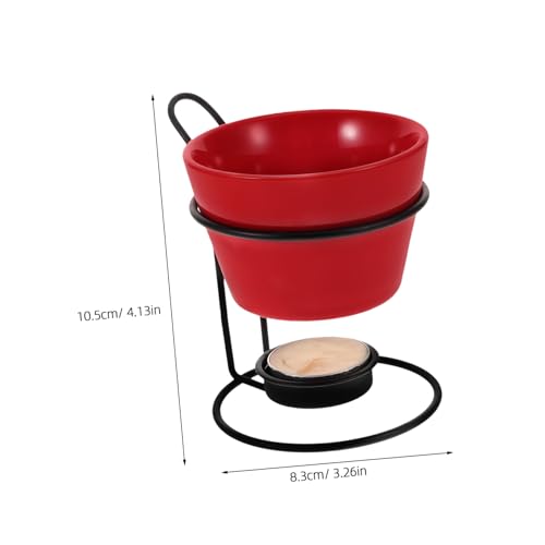 BIUDECO 2sets Ceramic Melting Pot for Chocolate and Cheese Portable Butter Warmer Stand for Fondue Parties and Holiday Gatherings Design - Thumbnail 3