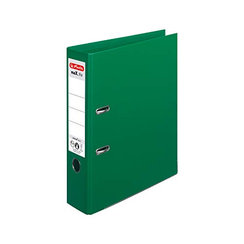 herlitz Ordner A4 maX.file protect + A4 8 cm Rückenbreite Grün Kunststoffbeschichtung Einsteckrückenschild Kantenschutz innen und außen 1 Stück