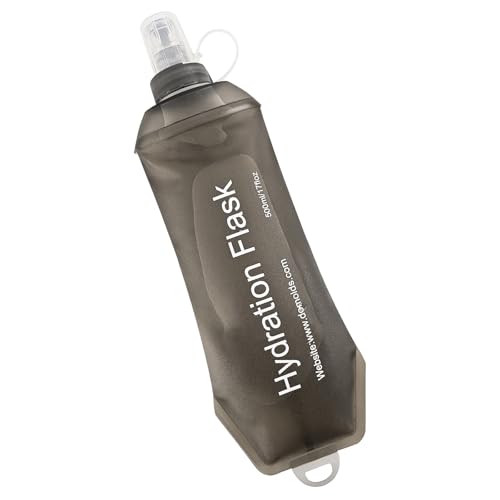 WILDREEDS 500ml Soft Flask, TPU Collapsible Soft Water Bottle for Hydration Pack, Running Vest, Folding Water Bottle for Hiking Cycling Climbing-1Pcs, Grey