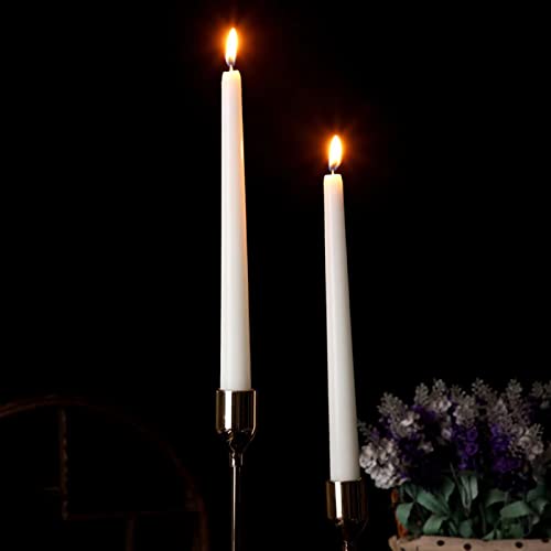 10 Inch Taper Candles 4 Pack - Metallic Taper Spiral Candle Taper Candles - Unscented Dripless And Smokeless Home Décor - Dinner, Party, Wedding, Halloween, Churches (10 Inch, White) #TOP3