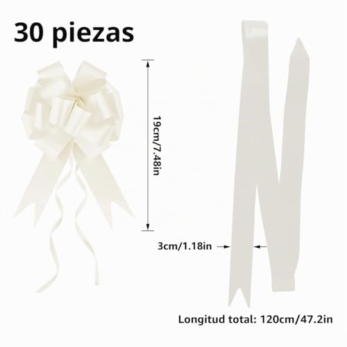 Miniatura 2 de Prmape 30 Pcs Lazo Regalo Beige, Lazos Automáticos, Lazos Decorativos Boda, Lazo Regalo Coche Para Decoración Boda Mesa Coche Fiesta Comunión Diy