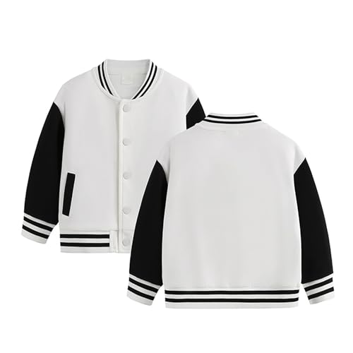 Boys Girls Baseball Jacket Button Down Kids School Jackets Cotton Long Sleeve Pockets Striped Athletic Coat Warm2
