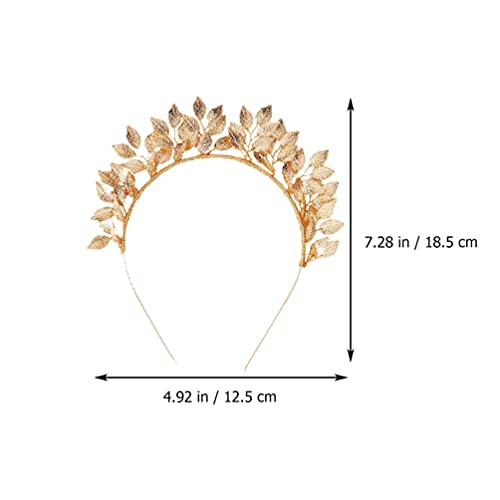 Lurrose Headband Bridal Leaf Tiara Headband Leaf Vine Hair Hoop Vinatge Branch Hairband for Costume Wedding Bridal Headpieces Golden - Image 2