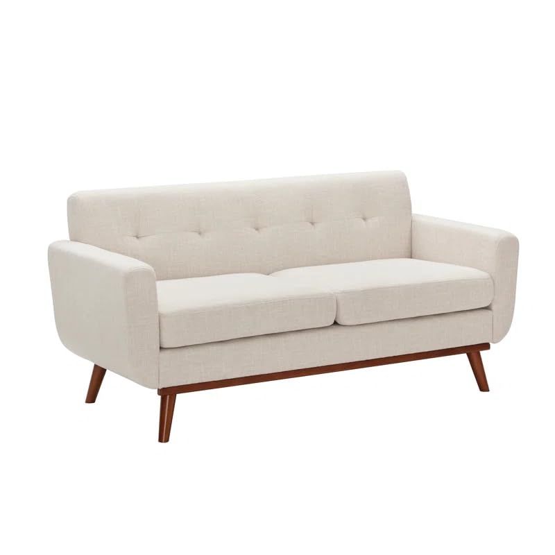 Image of LEGACY OF COMFORT Carmencita 65 inch Square Arm Loveseat 2 Seater Sofa Two Seater Sofa for Living Room Guest Room Hotels Office (Beige)