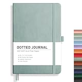 RETTACY Bullet Dotted Journal Notebook, 192 Pages, A5 Medium Size (5.7'' x 8.3''), Leather Hardcover, 100 GSM Thick Paper, for Bullet Journaling, Planning, Tracking (Blue-gray)