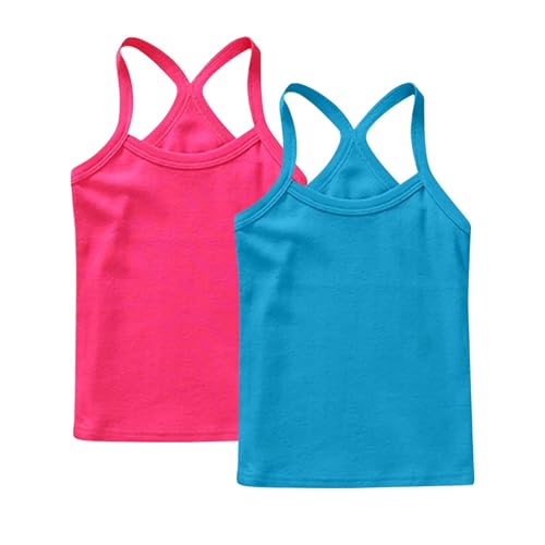 Lmdudan 2 Pcs Toddler Girls Spaghetti Strap Tank Top Racerback Crop Tanks Tops Summer Sleeveless Solid Sports Pullover 1-13Y2