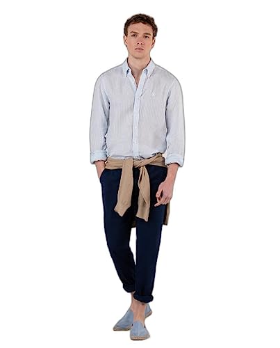 El Ganso Camisa Lino Raya Celeste