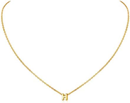 Initial A-Z Letter Choker Necklace for Women 925 Sterling Silver/Gold Plated Monogram Name Jewelry 16+2 Inch Extend Chainwith Gift Box