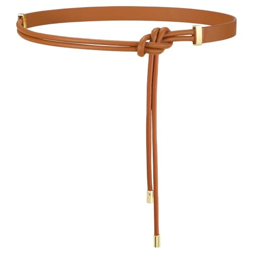 SUOSDEY Women Leather Knotted Thin Waist Belt for Dresses Jeans Pants Ladies Waist Rope Belts Width 0.75