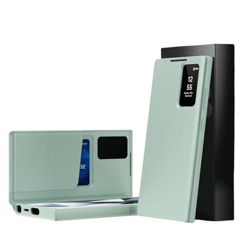 Étui Samsung S24 Ultra cuir vert fenêtre transparente interactive