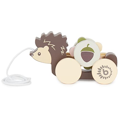 Bieco Chèvre en Bois - Jouet à Tirer pour Bébé à partir de 1 An - Mignon Animal Hérisson avec Roue Dentée
