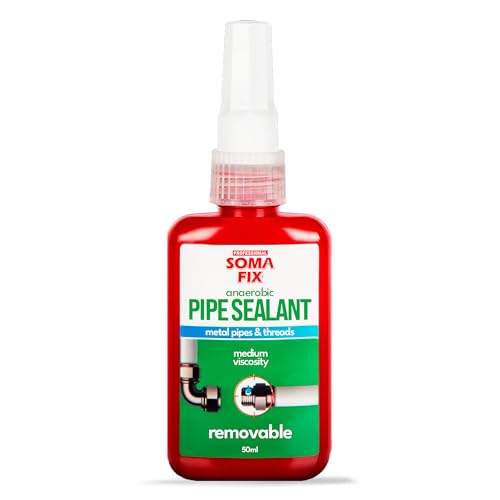 Pipe Thread Sealant - Anaerobic Sealant for Metal Pipes Gaskets Fittings & Threaded Joints - Medium Viscosity High Pressure Resistant Oil-Proof & Removable (50ml)