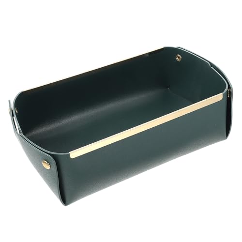 Toyvian Vassoio Portaoggetti in Pelle Verde Scuro Nordico Piccolo Elegante Organizer da Tavolo per Chiavi Gioielli e Cosmetici Svuotatasche Multifunzione per Casa e Ufficio