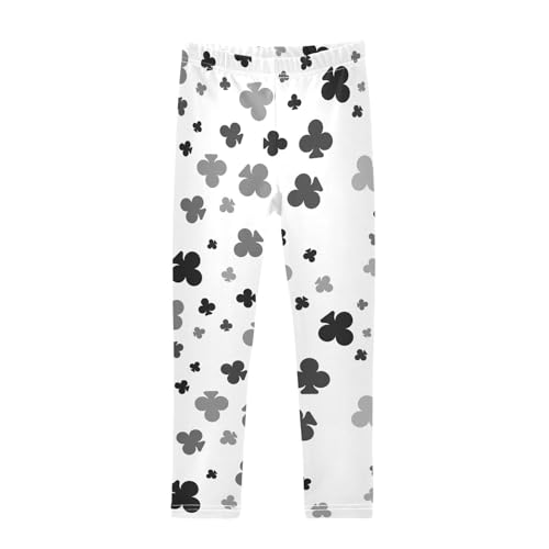 Dark Grey Spades Girls Leggings,Workout Leggings for Girls Toddler Athletic Leggings Size for 3-10T