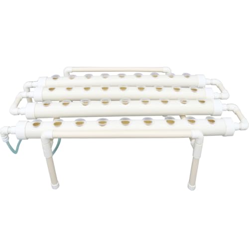 INTBUYING Hydroponics Growing System 36 Holes 4 Pipes 1 Layer Plant Site Grow Kit Horizontal with Water Pump, Nest Basket, Sponge for Leafy Vegetables