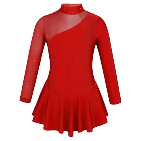 MSemis Vestido Danza Niña Manga Larga Lentejuelas Rojo 10 años Cover
