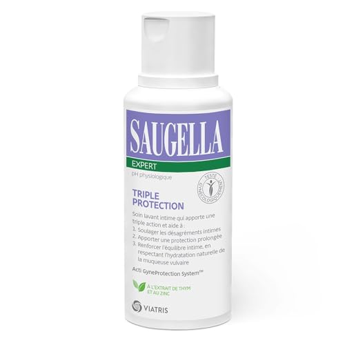 Saugella - Triple Protection - Soin Lavant Intime- Inconforts intimes - Brûlures, démangeaisons, mauvaises odeur - à base de Thym et Zinc - 250 ml