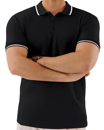 Mens Polo Shirts Quick Dry Wrinkle-Free Moisture Wicking Collared Golf Polo Shirts for Men High Stretch Short Sleeve