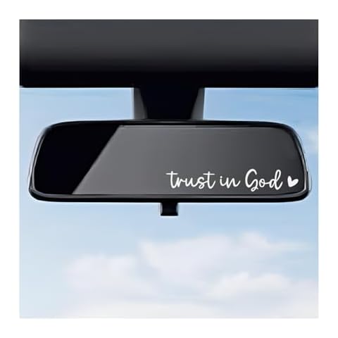DXNQ 2 PCS Trust in God Rearview Mirror Decals, Automotive Vinyl Rear View Mirror Decorative Stickers, Waterproof Trust in God Stickers for Car Truck Laptop, Car Accessories (White) Cover