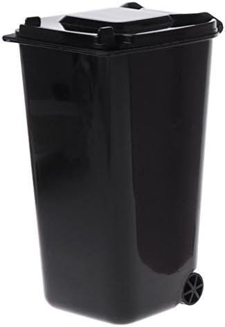 Beerty Mini Solid Color Trash Can Shaped Pen Holder Storage Bin Stylish Desktop Organizer Garbage Can Wastebasket(Black)