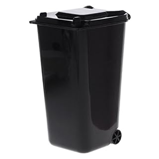 NYCEMAKEUP Mini Wheelie Trash Can Pen Holder Storage Bin Desktop Organizer Garbage Bucket Trash Can Kitchen White