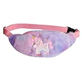 SHERCHPRY Bauchtasche Einhorn Plüsch Fanny Pack für Mädchen Verstellbarer Gurt Crossbody Hüfttasche Niedlich für Schule Reisen Party Alltag Violett