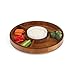 Nambé Duets Lazy Susan - 14” Rotating Acacia Wood Serving Tray with 3 Compartments & 6” Removable Porcelain Dip Bowl - Mixed Material Serveware for Appetizers, Chips & Fruit