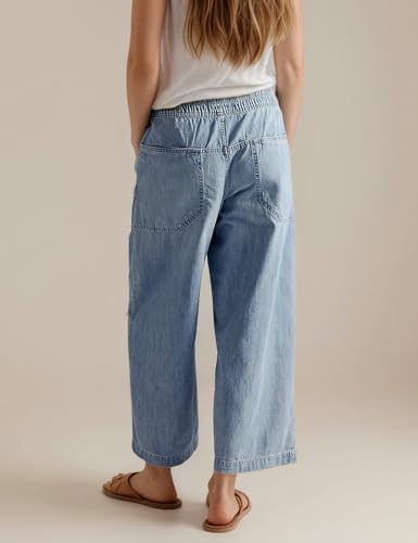 Womens Wide Leg Jeans Mid Rise Drawstring Ankle Baggy Casual Elastic Denim Pants Fashion Boyfriend Jeans2