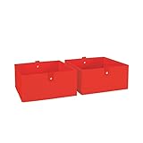 RiverRidge Kids 2pc Folding Storage Bins Set - 10.5” Bin Organizers with Handles - Red Closet Organizers and Storage for Toys, Games, Shoes - Foldable Cube Storage Organizer Bins for Playroom, Nursery