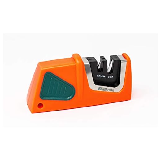 AccuSharp Compact Pull-Through 2-Stage Knife Sharpener - Diamond-Honed Tungsten Carbide Rust-Free Quickly Sharpens, Restores, Repairs & Hones Chef Knives, Orange/Green
