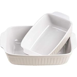 MÄSER 931137 Serie Kitchen Time, Auflaufformen rechteckig im 2er Set, eckige Ofenformen, ideal auch für Lasagne, kratz- und schnittfest, Keramik, 33 x 24 x 8 cm / 25,5 x 16 x 7 cm, Grau