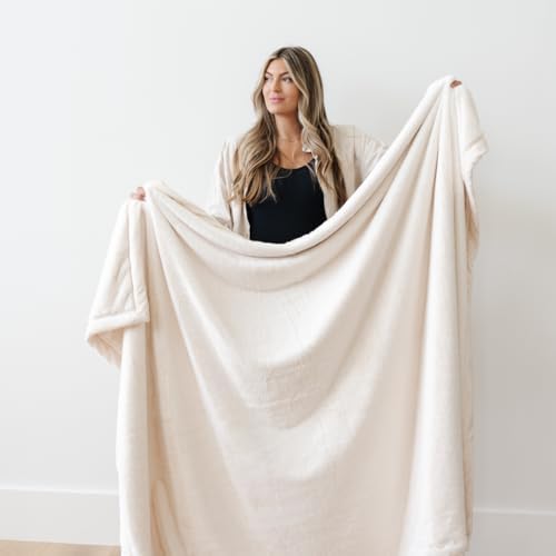 Image of Saranoni Oversized Luxury Blanket | Breathable Super Soft, Lush, Plush Comfy Blankets for Adults | Natural - X-Large 60 inch x 80 inch