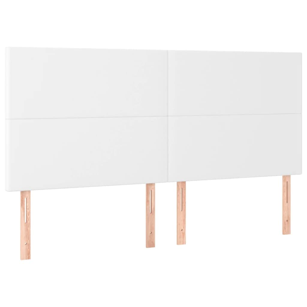 vidaXL 4X Cabeceros Cama Cabezal Dormitorio Estructura Habitación Mobiliario Muebles Decoración Adorno de Cuero Sintético Blanco 90x5x78/88 cm