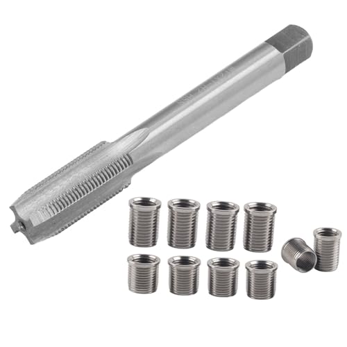 Kit de Réparation de Filetage de Bougie D'allumage, 10 Inserts Filetés M10x1.0 et 1 Taraud fileté M12x1.0, Outils de Taraudage de Bougie D'allumage pour la...